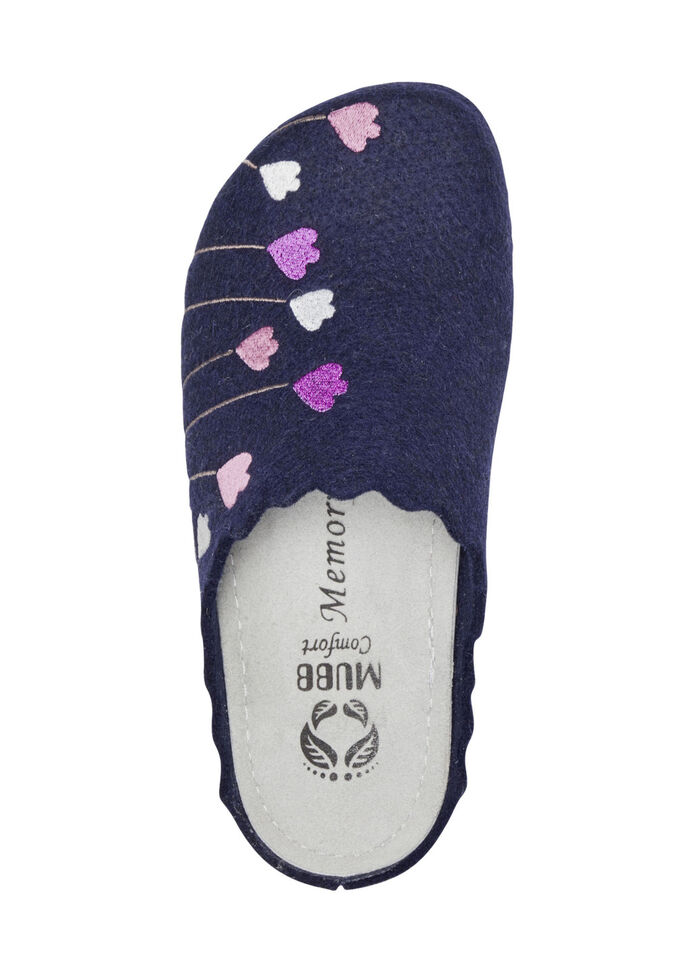 Mubb, klassische Damen-Hausschuhe, Weite H, mit anatomisch geformtem Fu&szlig;bett MARINE