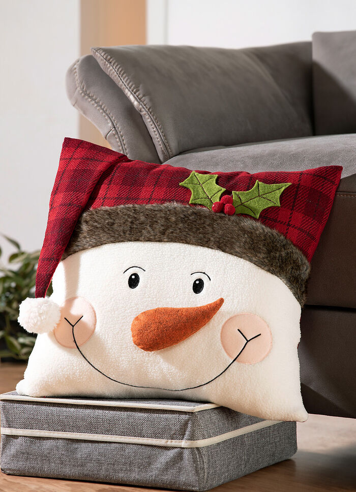 Kissenbezug mit Schneemannapplikation 