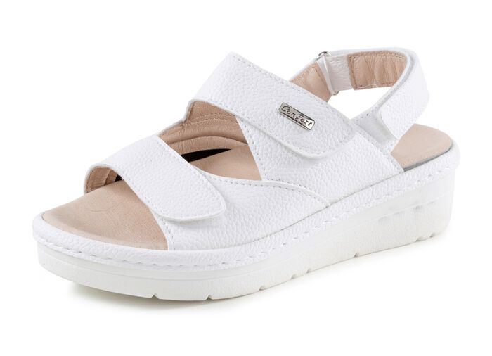 ELENA EDEN Sandale mit schwarzem, gepolstertem Elastikeinsatz WEISS