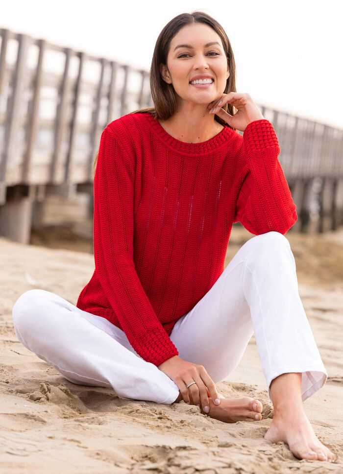 Pullover mit Ajourstreifen 