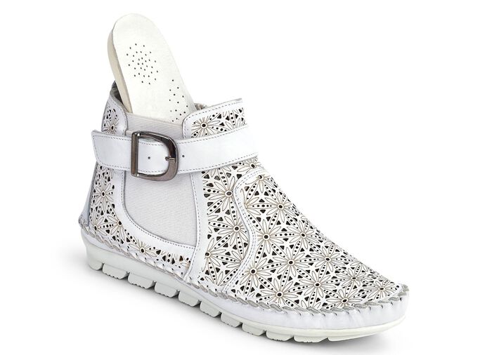 Gemini, sommerliche Damen-Stiefeletten, Weite G, mit herausnehmbarem Fu&szlig;bett WEISS