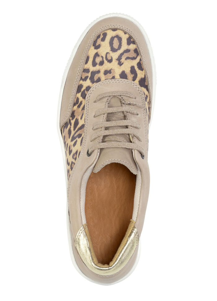 ELENA EDEN Schn&uuml;rschuh mit cognacfarbenem Leo-Print CAMEL-GOLD
