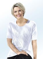 Shirt mit Strasszier im Vorderteil in 3 Farben WEISS