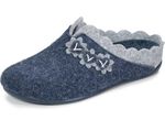 Laurina Filz-Pantoffel mit pfifiger Applikation BLAU-GRAU