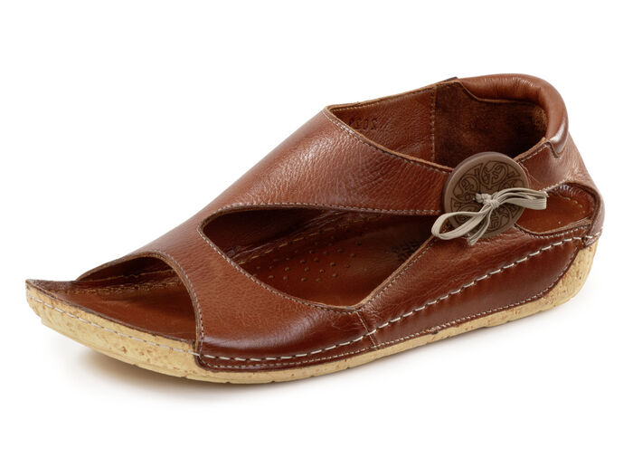 Gemini Sandale aus teils schattiertem Rind-Nappaleder COGNAC