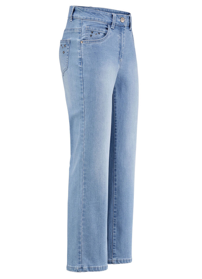 Jeans mit trendigen Ziernieten HELLBLAU