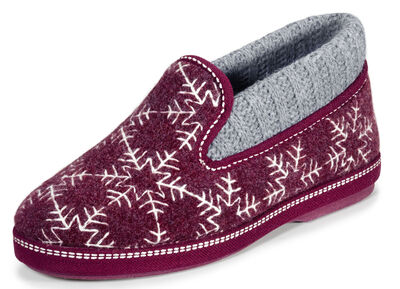 Laurina Hausschuh mit gepolstertem Strickkragen 