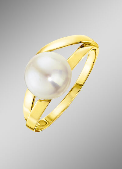 Damenring mit Süßwasser-Zuchtperlen-Bouton 