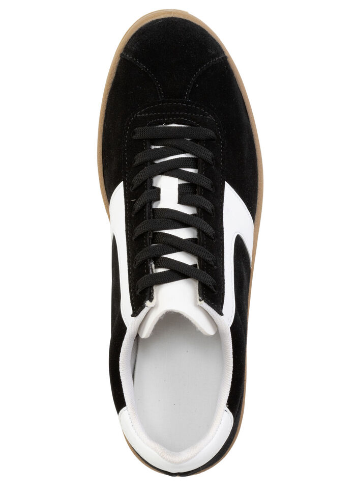 Sneaker aus Veloursleder mit Nappa-Besätzen und gepolstertem Schaftrand SCHWARZ