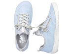 Rieker Schn&uuml;rschuh aus floral bedrucktem Textilmaterial mit Metallicschimmer HELLBLAU-GRAU