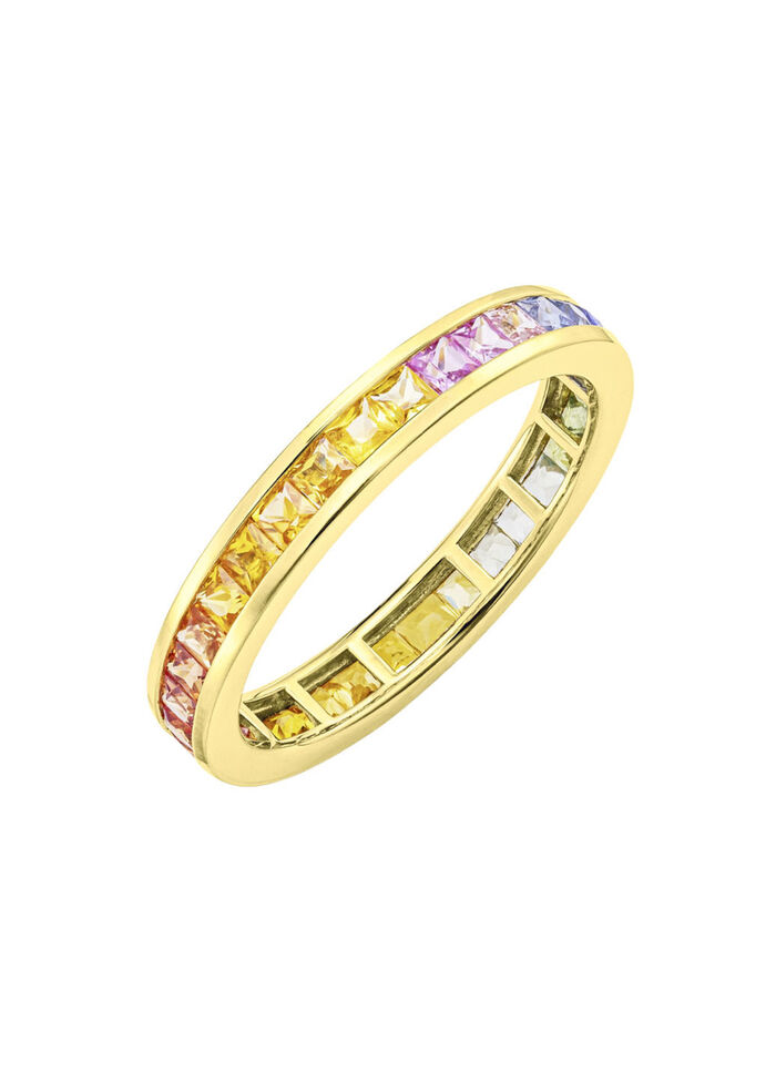 Hochwertiger Memoirering mit echten Safiren in Multicolor 