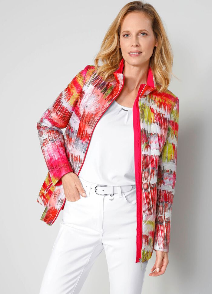 Steppjacke im mehrfarbigen Grafikdruck 