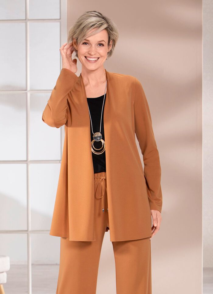 Shirtjacke in verschlussloser Form in 4 Farben CAMEL