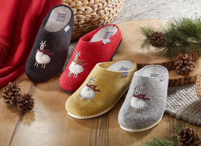 Kuschelwarme Hausschuh aus Wollfilz VANILLE