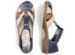 Rieker, leichte Damen-Sandalen, Weite G, mit Klettverschluss MARINE-BEIGE-COGNAC