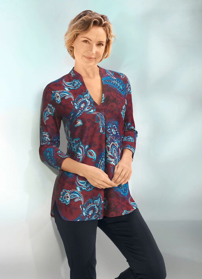 Shirt-Tunika mit Stehkragen 