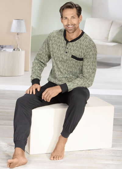 Comte Schlafanzug mit Knopfleiste und Bündchen 