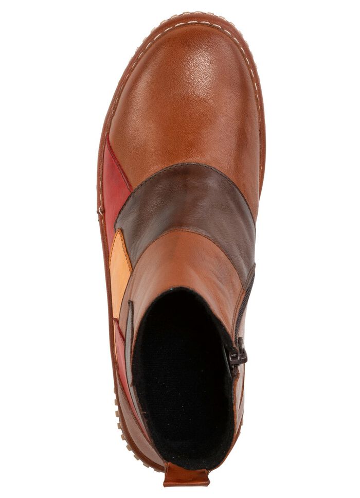 Gemini Bootie im Patchwork-Stil COGNAC-BUNT