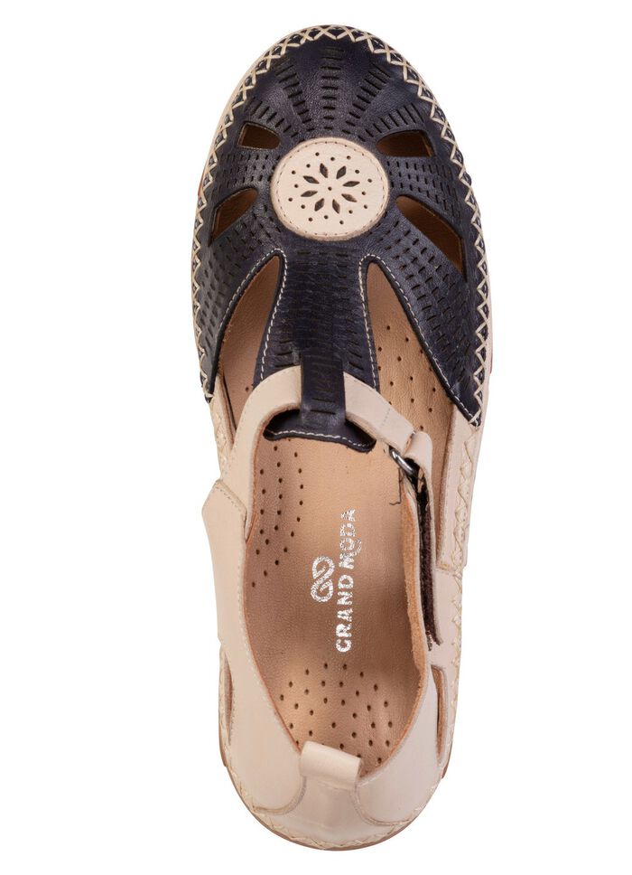 ELENA EDEN, sommerliche Damen-Slipper, Weite H, mit herausnehmbarem Fußbett SCHWARZ-BEIGE