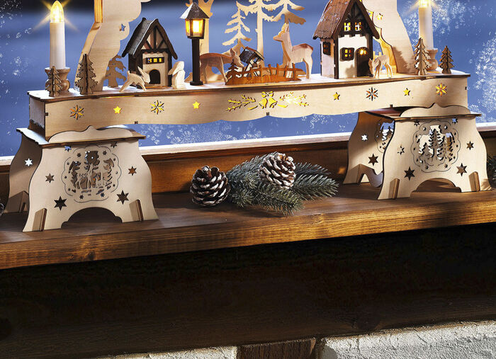 Beleuchteter Lichterbogen / Schwibbogen-Podeste NATUR