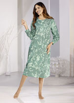 Nachthemd, wadenlang mit knöpfbaren Bündchenabschlüssen  