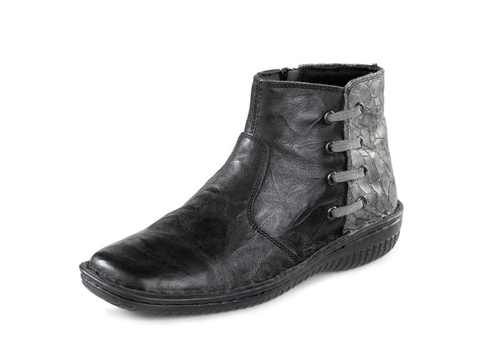 ELENA EDEN Bootie mit Knitter-Struktur SCHWARZ-GRAU