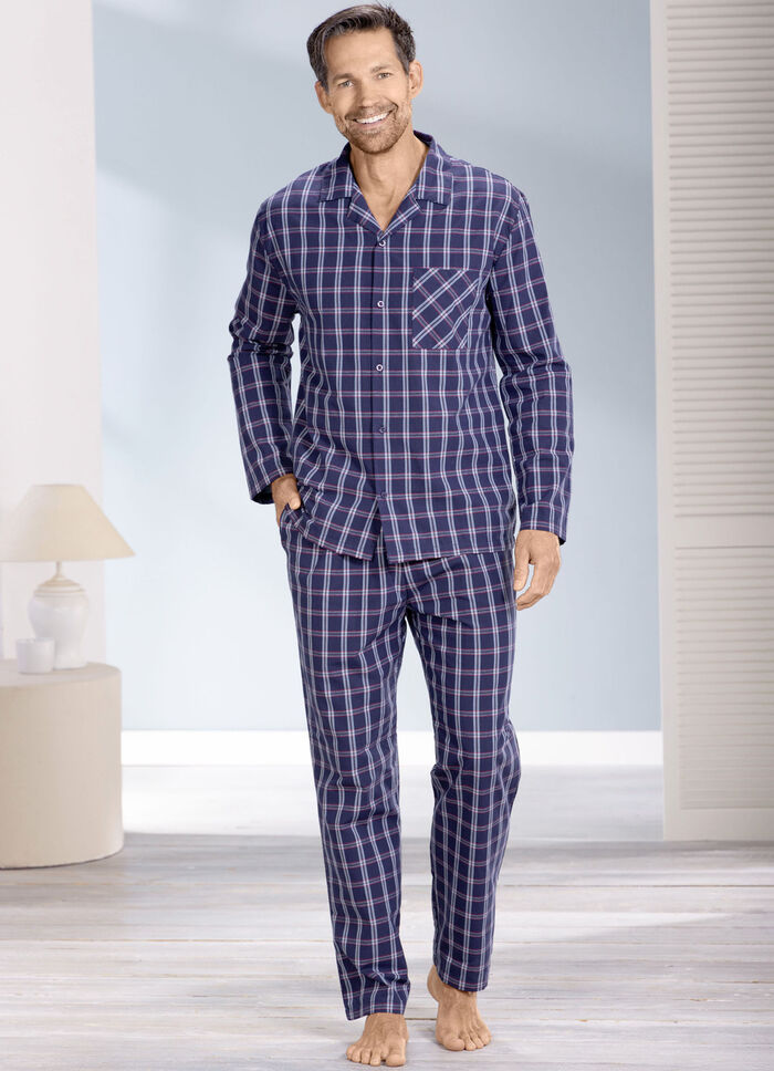 Comte-Schlafanzug aus Webware, mit durchgeknöpftem Oberteil 