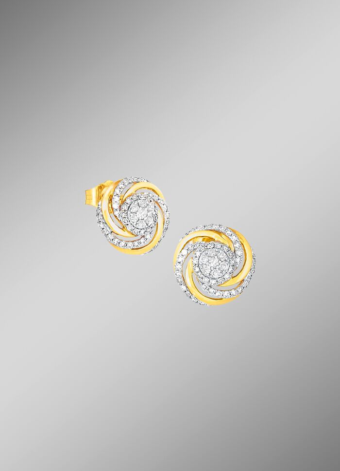 Interessante Ohrstecker mit 14 Brillanten und 90 Diamanten 