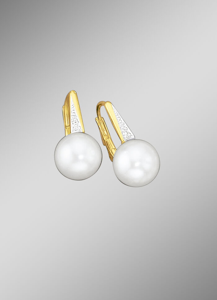 Ohrringe mit Brillanten und Süßwasser-Zuchtperlen 