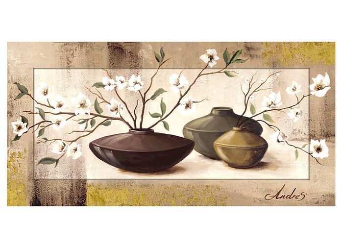 Bild mit dem Titel &bdquo;Golden eingerahmte Kirschbl&uuml;ten&ldquo; 