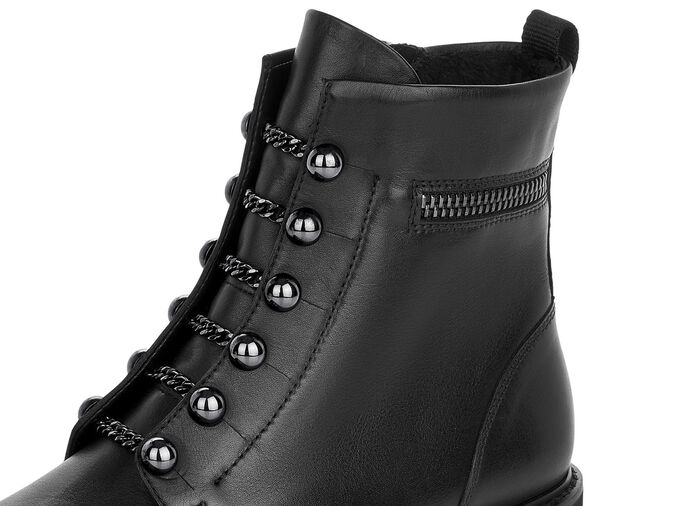 Remonte Stiefelette mit trendigen Zierketten in Schn&uuml;r-Optik SCHWARZ