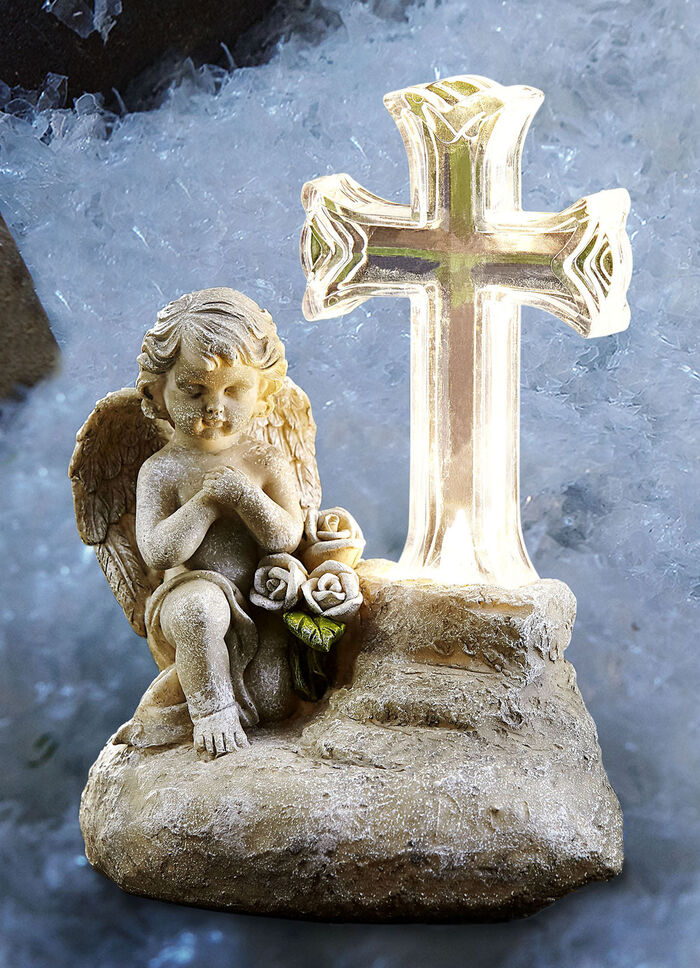 Solar-Gedenkengel aus wetterfestem Kunststein 