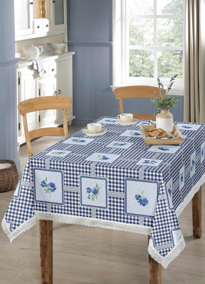 Pflegeleichte Wachstuch-Tischdecke BLAU