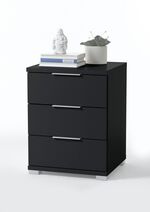 Nachttisch mit metallfarbenen Kunststoffgriffen 