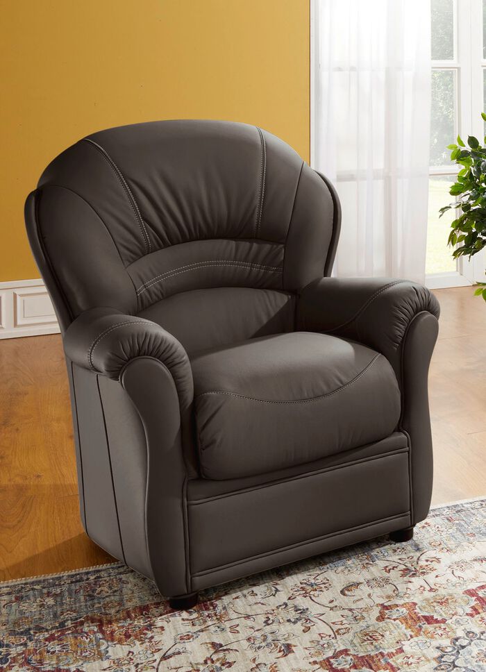 Polsterm&ouml;bel mit Bezug aus echtem Leder DUNKELBRAUN