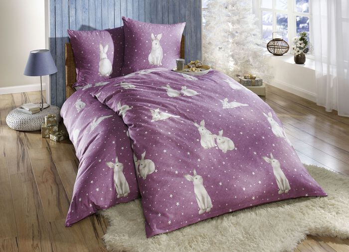 Edel-Feinbiber Bettwäsche-Garnitur aus Baumwolle BEERE