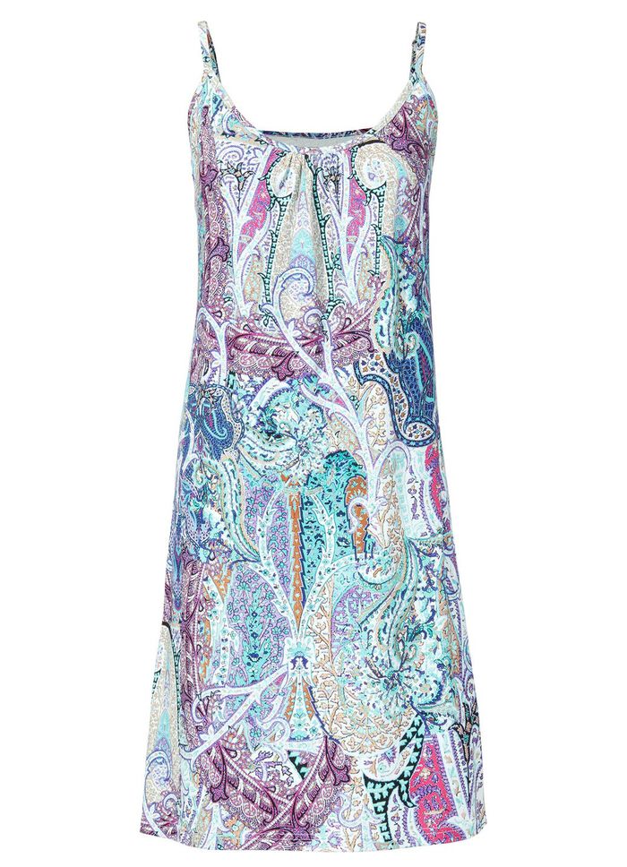 Laurina Kleid mit farbbrillantem Druckdessin und Spaghettitr&auml;gern 