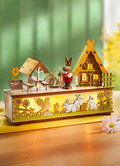 Beleuchtete Holzdekoration mit Timerfunktion 