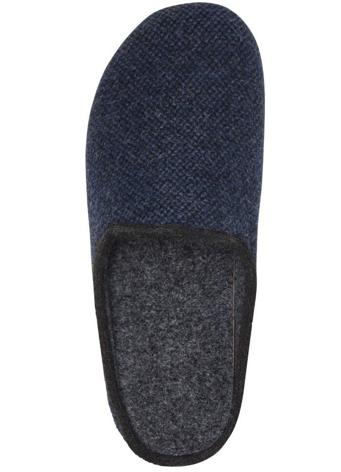 Pantoffel aus dezent gemustertem Textilmaterial 