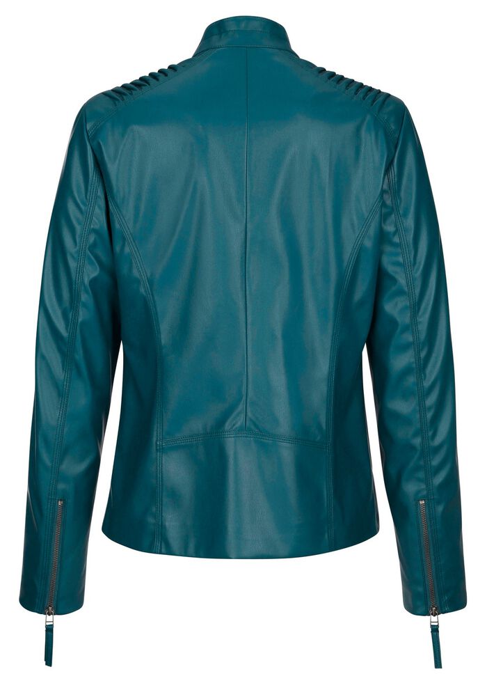 Blazer aus Lederimitat mit Biesenzier 