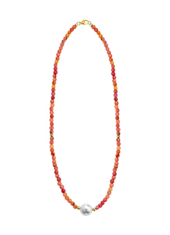 Halskette mit Perlenschimmer und Edelsteinglanz 