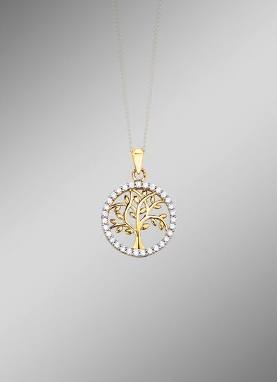 Lebensbaum-Anh&auml;nger mit Zirkonia 