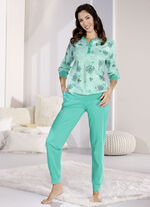 Schlafanzug mit Bündchenabschlüssen und Knopfleiste  