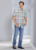 Kariertes "King's Road"-Hemd T&Uuml;RKIS-LIMETTE-BUNT KARIERT