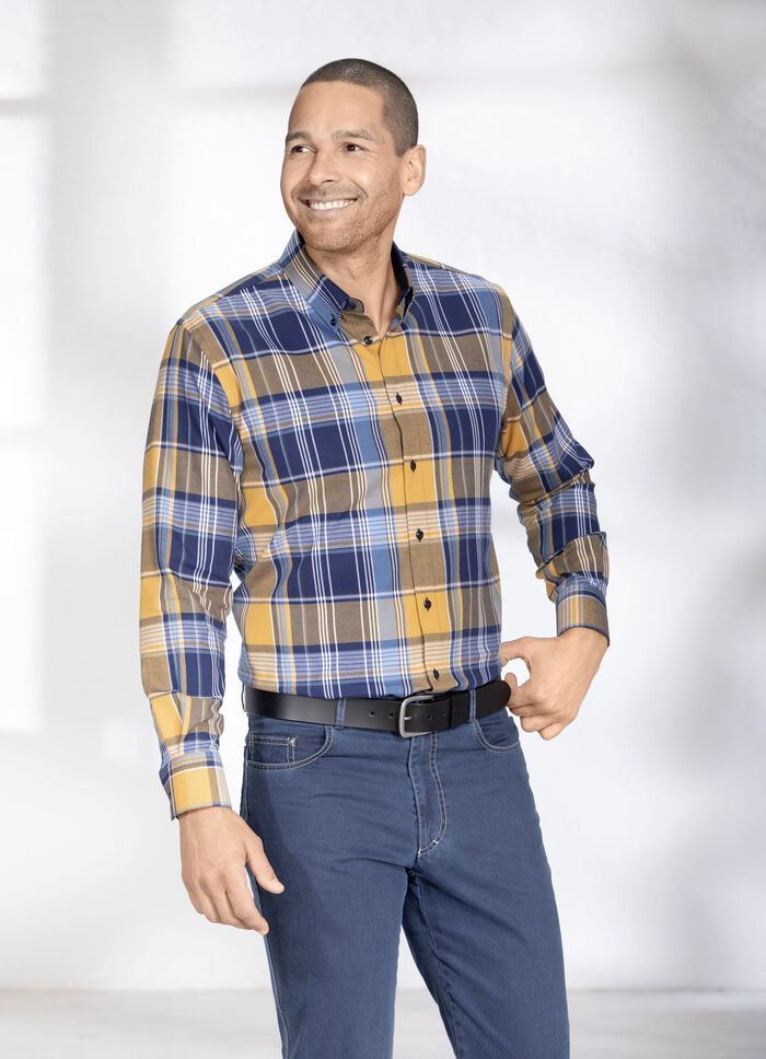 Kariertes Hemd mit Button-Down-Kragen D''BLAU-OCKER