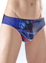 Badehose in Slipform mit buntem Druckdessin 