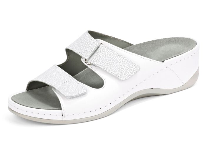 Mubb Pantolette mit Leder-Memory-Fu&szlig;bett WEISS