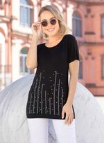 Shirt mit aufwendiger Plättchenzier in 2 Farben SCHWARZ