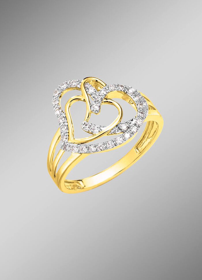 Herz-Damenring mit 68 Diamanten 