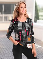 Shirt mit farbbrillantem Allover-Dessin SCHWARZ-ECRU